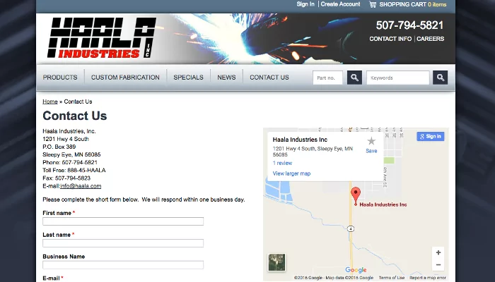 Haala Contact Page