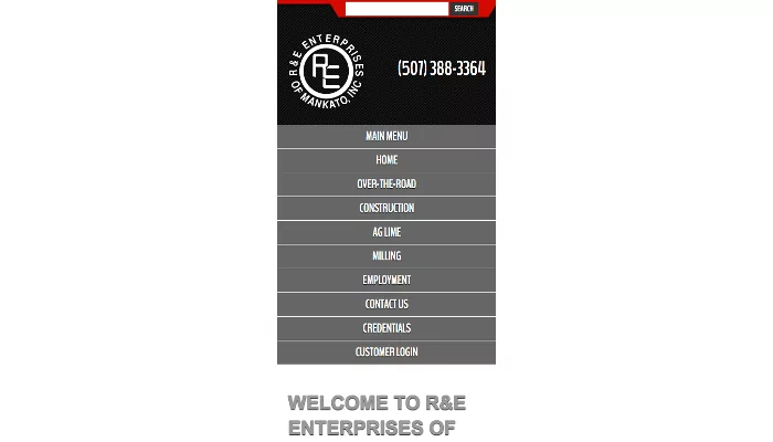 R and E mobile menu